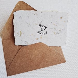 10 Mini Cards with Envelopes for Teachers, Parents, Friends. Handmade Recycled Paper "Hang in there" messages