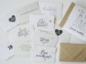 Love Notes with Envelopes, Handmade Paper Love Notes, Mini Sentiment Cards, Messages to send to loved one, Long distance relationship