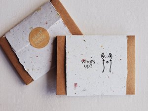 10 Mini Cards with Envelopes for Teachers, Parents, Friends. Handmade Recycled Paper "What's Up?" notes
