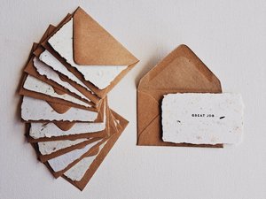 10 Mini Validation Cards with Envelopes, Handmade Recycled Paper messages for teachers, parents, colleagues and friends