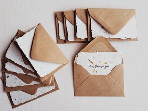 10 Mini Support Cards with Envelopes, Handmade Recycled Paper 'I'm there for you" Messages of assistance