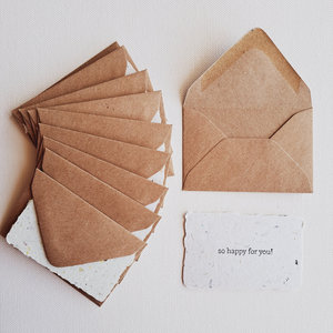 10 Mini "So happy for you" Cards with Envelopes, Recycled accomplishment, achievement and celebration cards