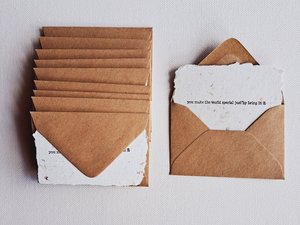 10 Mini Cards with Envelopes for Teachers, Parents, Friends. Handmade Recycled Paper love and encouragement notes