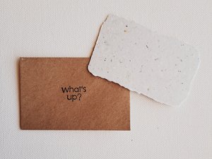 10 Mini Cards with Envelopes for Teachers, Parents, Friends. Handmade Recycled Paper "What's Up?" notes