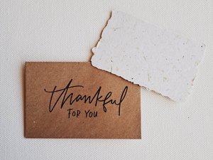 10 Mini Cards with Envelopes, Handmade Recycled Paper 'Thankful for you" Messages, Gratitude cards, set