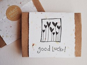 10 "Good Luck" Mini Handmade Cards with Recycled Envelopes, Paper Notes for students, mentor encouragement, teacher motivation messages,
