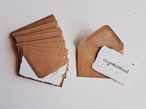 10 Congratulations Mini Handmade Cards with Recycled Envelopes for gifts, florists, friends