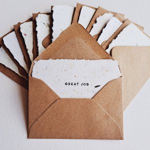 10 Mini Validation Cards with Envelopes, Handmade Recycled Paper messages for teachers, parents, colleagues and friends
