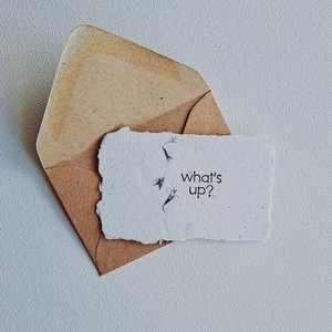 10 Mini Cards with Envelopes for Teachers, Parents, Friends. Handmade Recycled Paper "What's Up?" notes
