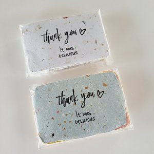 10 Mini cafe notes "Thank you, it was delicious", Handmade Recycled Paper gratitude messages for diners, restaurants, visitors and chefs