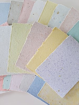 5x7" - 50 Sheets, Mixed Recycled Paper, Handmade Paper, Botanicals, DIY Wedding Invites, Calligraphy Paper, Letter Paper, Letterpress Stock
