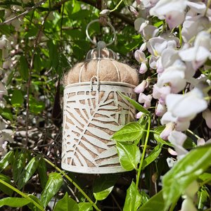 Bird Nester packed with Llama Fiber Nesting Material to for Native Birds in your Garden. Outdoor lantern Gift Idea for nature lover
