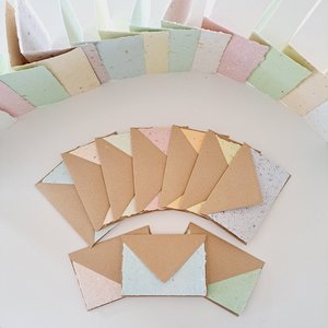 4 x Blank Handmade Recycled Paper Cards with brown envelopes. Card Making Supplies, Homemade