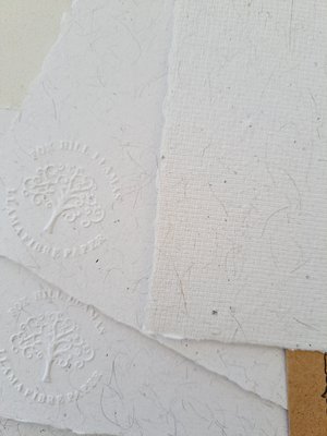 Writing Set with handmade recycled paper with llama fibre. Stationery gift. 6x4 Inch letter sheets for Children with hand stamped envelopes.