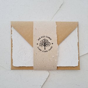 Writing Set with handmade recycled paper with llama fibre. Stationery gift. 6x4 Inch letter sheets for Children with hand stamped envelopes.