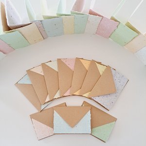 4 x Blank Handmade Recycled Paper Cards with brown envelopes. Card Making Supplies, Homemade