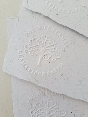 Writing Set with handmade recycled paper with llama fibre. Stationery gift. 6x4 Inch letter sheets for Children with hand stamped envelopes.