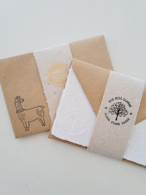 Llama Letter Writing Set made from handmade recycled paper with llama fibre. Eco friendly stationery for animal lover gift. 6x4 Inch sheets