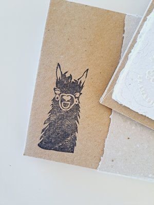 Llama Writing Set made from handmade recycled paper with llama fibre. Stationery for gift. 6x4 Inch letter sheets for young writers.