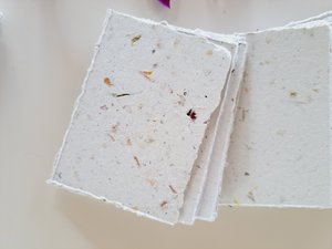 20 Pieces of 2.5 x3.5" Handmade Recycled Paper in Neutral tones, many with botanicals throughout