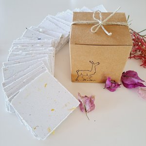 Botanical Handmade Recycled Paper - Neutral Tones, torn and Deckle Edges (2.5x2.5", 100 Sheets)
