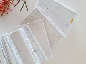 20 Pieces of 2.5 x3.5" Handmade Recycled Paper in Neutral tones, many with botanicals throughout