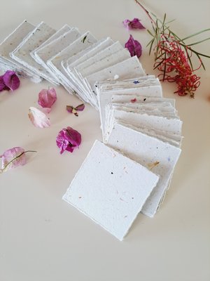 Botanical Handmade Recycled Paper - Neutral Tones, torn and Deckle Edges (2.5x2.5", 100 Sheets)