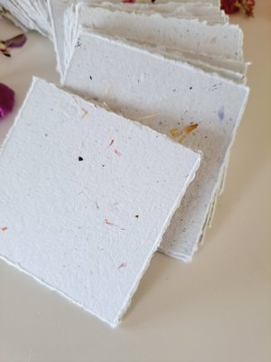 Botanical Handmade Recycled Paper - Neutral Tones, torn and Deckle Edges (2.5x2.5", 100 Sheets)
