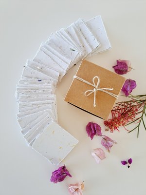 Botanical Handmade Recycled Paper - Neutral Tones, torn and Deckle Edges (2.5x2.5", 100 Sheets)