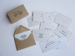 Love Note Kit with Hand made Paper. Mini Notes with Envelopes. Homemade recycled Love Messages. Lover's Gift for partner wife husband