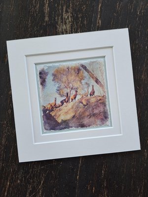 Miniature llama art "Llama Train on the Ridge"