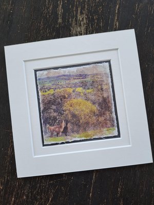 Mini llama artwork "Two to the Side"