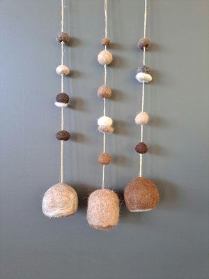 Boho Bell made with llama fiber for nursery. Fuzzy Natural Toned Decor for Rustic Earthy Home, Farmhouse