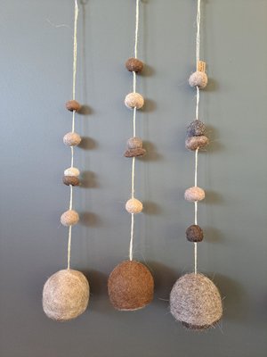 Llama Fibre Boho Bell for nursery. Mama Llama Fuzzy Natural Toned Decor for Rustic Room for Children.
