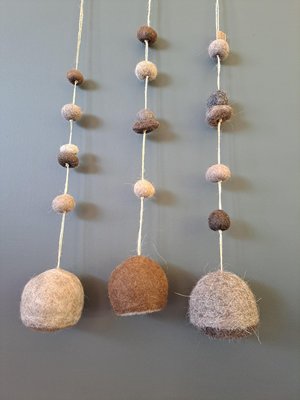 Llama Fibre Boho Bell for nursery. Mama Llama Fuzzy Natural Toned Decor for Rustic Room for Children.