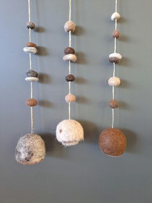 Boho Bell made with llama fiber for nursery. Fuzzy Natural Toned Decor for Rustic Farmhouse, Room for Children.