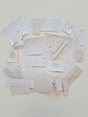 5 x random, mixed mystery packs of Handmade Recycled Collage Papers, Junk Journal papers, paper for scrapbooking, workshops, teachers