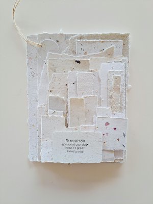 One random, mixed lucky dip mystery scrap pack of Handmade Recycled Waste Papers, Junk Journal papers, for scrapbooks, workshops, teachers.