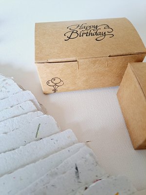 Little box of Birthday Wishes. 50 blank deckle edge paper. Mini Handmade Recycled 2x3 sheets, Neutral tones, for guests to write on at party