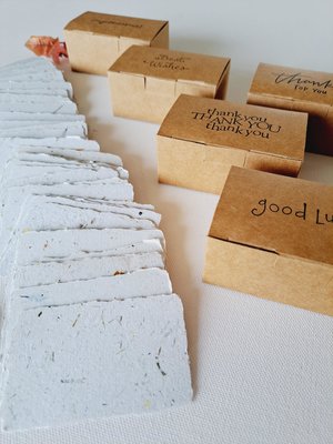 Box of 50 blank deckle edge papers for thank you messages. Mini Handmade 2x3 sheets, Neutral, for the thankful to express their gratitude