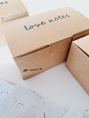 Little Box of Love Notes. 50 blank deckle edge papers. Mini Handmade Recycled 2x3 sheets, Neutral tones, for messages of love