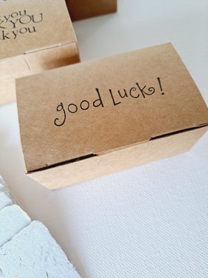 Little Box of Good Luck. 50 blank deckle edge papers for farewell or new job messages. Mini Handmade 2x3 sheets, Neutral, Sentiment cards