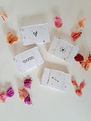 Blank Love Note mini paper bundles of 20 sheets, wrapped with a paper strap. 2x3" hand torn, randomly chosen, mixed neutral tone pieces