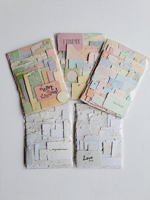 One random, mixed lucky dip mystery scrap pack of Handmade Recycled Waste Papers, Junk Journal papers, for scrapbooks, workshops, teachers.
