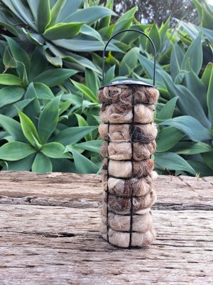 Llama Fibre Bird Nester: Natural Nesting Material in Black Holder