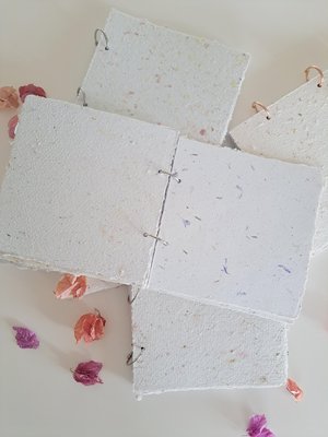 Handmade recycled paper journal / notebook with binder rings and botanicals / petals. Add extra pages!