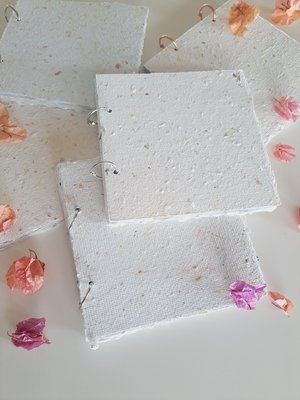 Handmade recycled paper journal / notebook with binder rings and botanicals / petals. Add extra pages!
