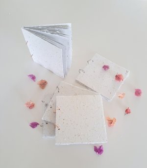 Handmade recycled paper journal / notebook with binder rings and botanicals / petals. Add extra pages!