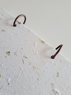 Handmade recycled paper journal / notebook with binder rings and botanicals / petals. Add extra pages!