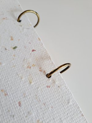 Handmade recycled paper journal / notebook with binder rings and botanicals / petals. Add extra pages!
